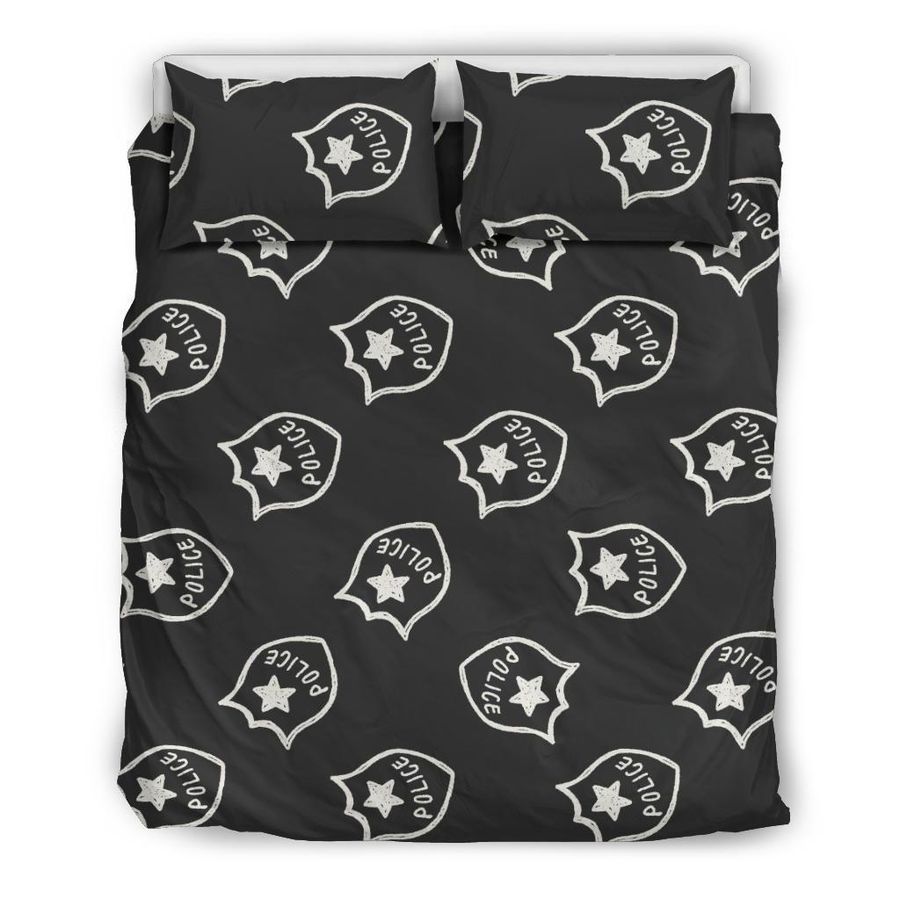 Police Pattern Print Duvet Cover Bedding Set