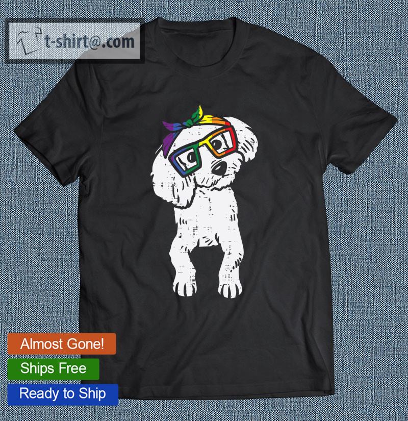 Poodle Dog Bandana Lgbtq Rainbow Flag T-shirt