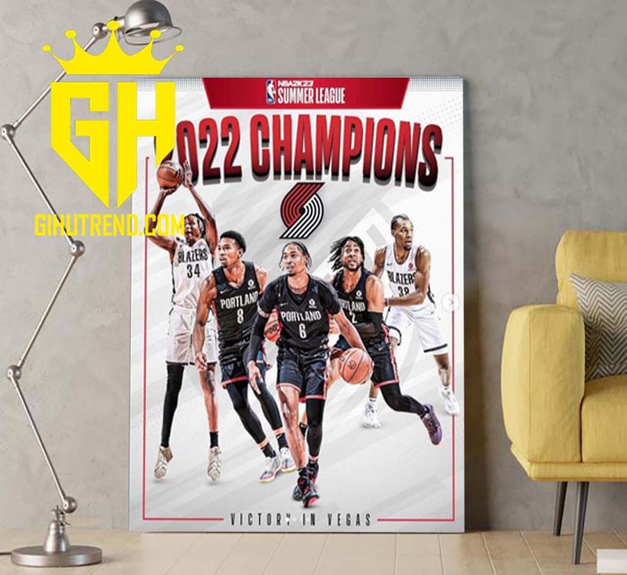 Portland Trail Blazers Champion 2022 NBA 2k23 Summer League Poster Canvas