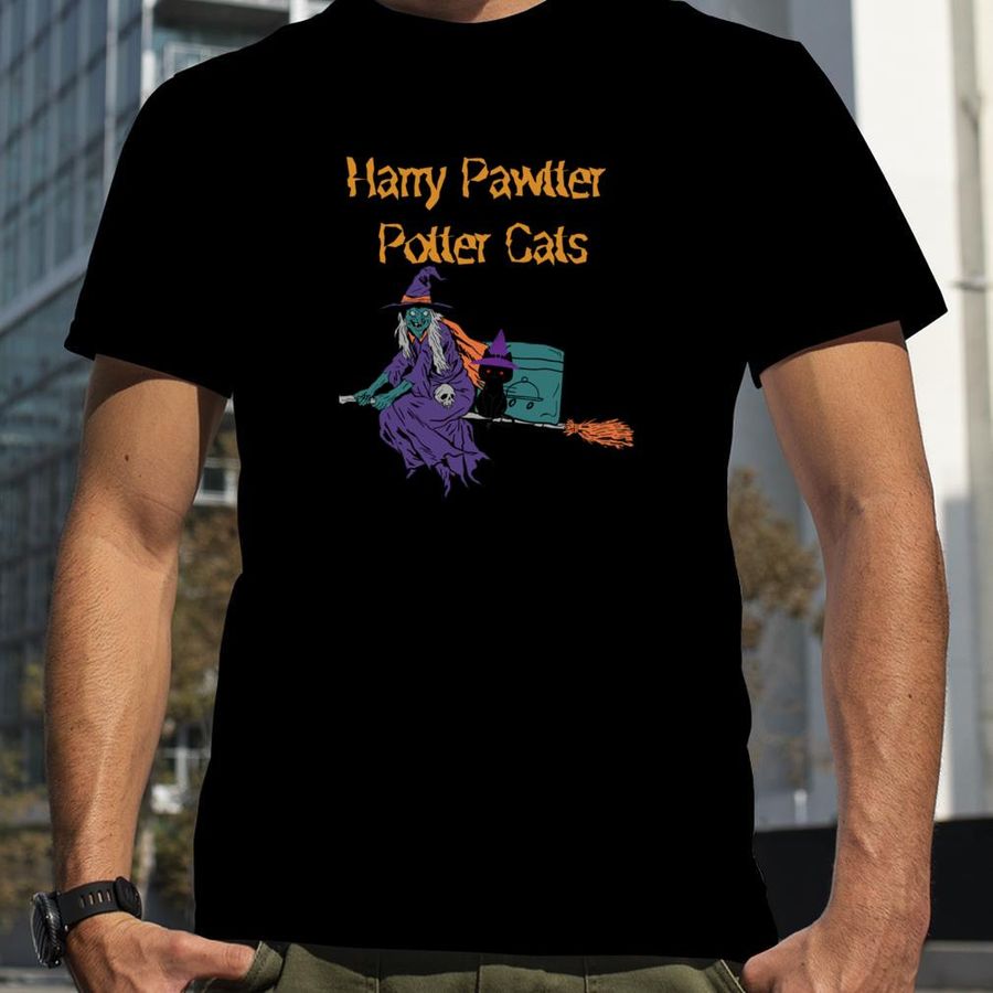 Potter Cats Harry Pawter Fitted V Neck  Classic T Shirt