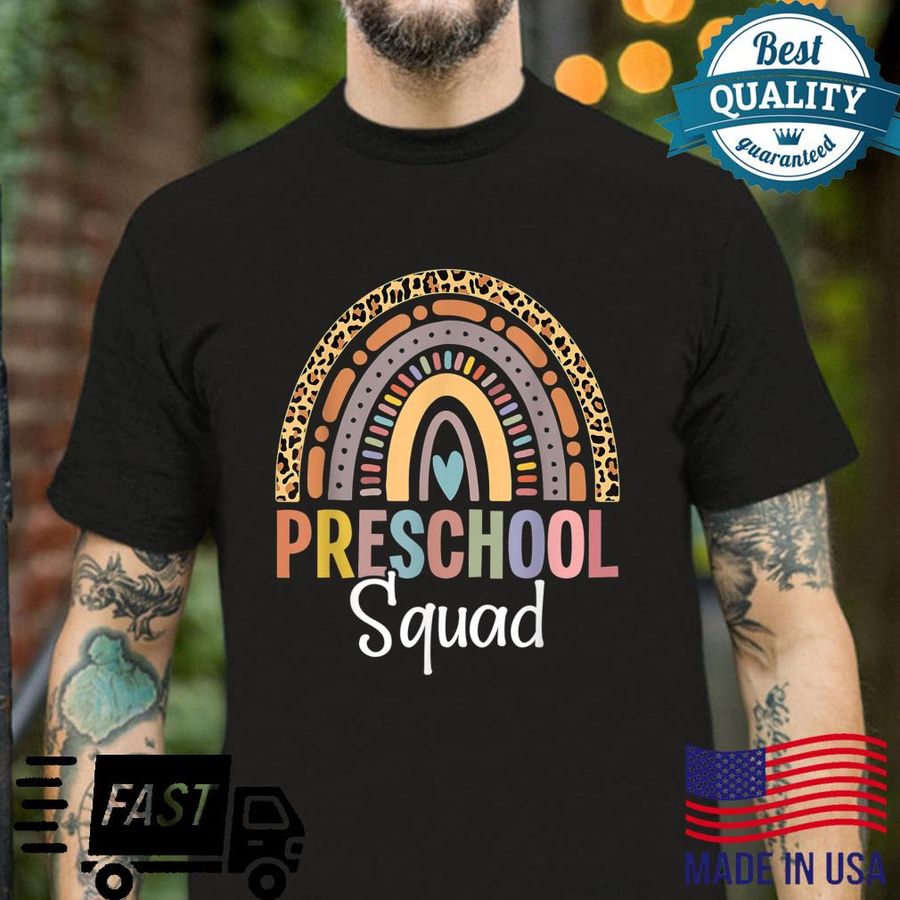 Preschool Squad Back To School Boho Rainbow Leopard Shirt