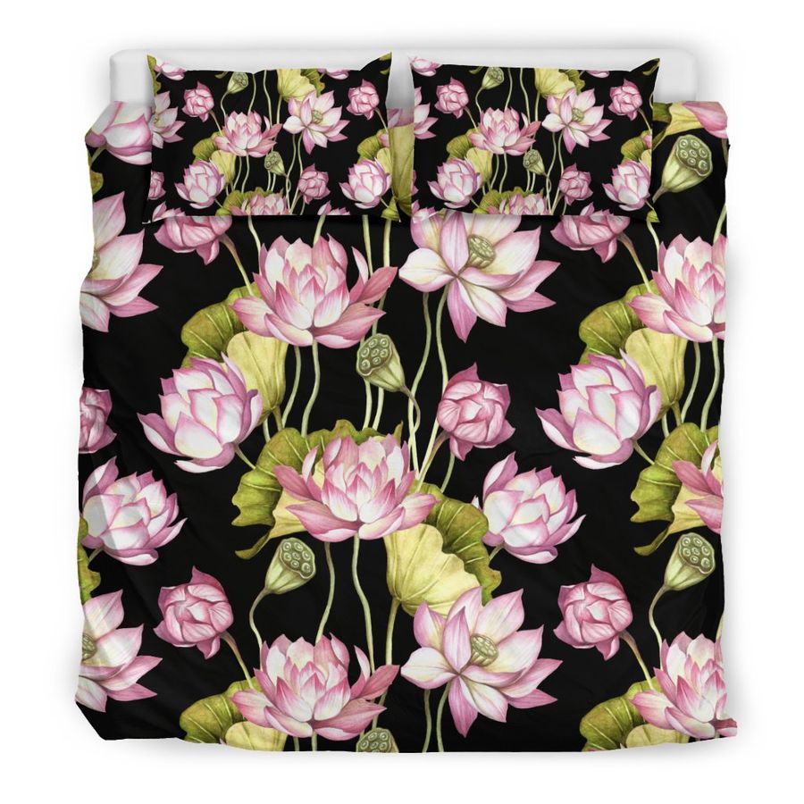 Print Pattern Lotus Duvet Cover Bedding Set