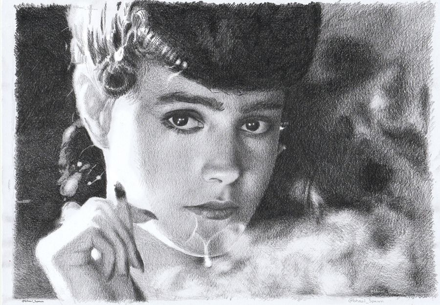 Print - pencil drawing - Rachel, Bladerunner - sizes 8 x 12 to poster