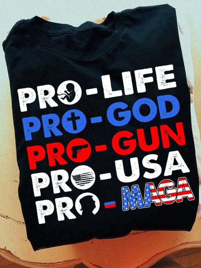 Pro Life God Gun USA Maga American Flag Shirt