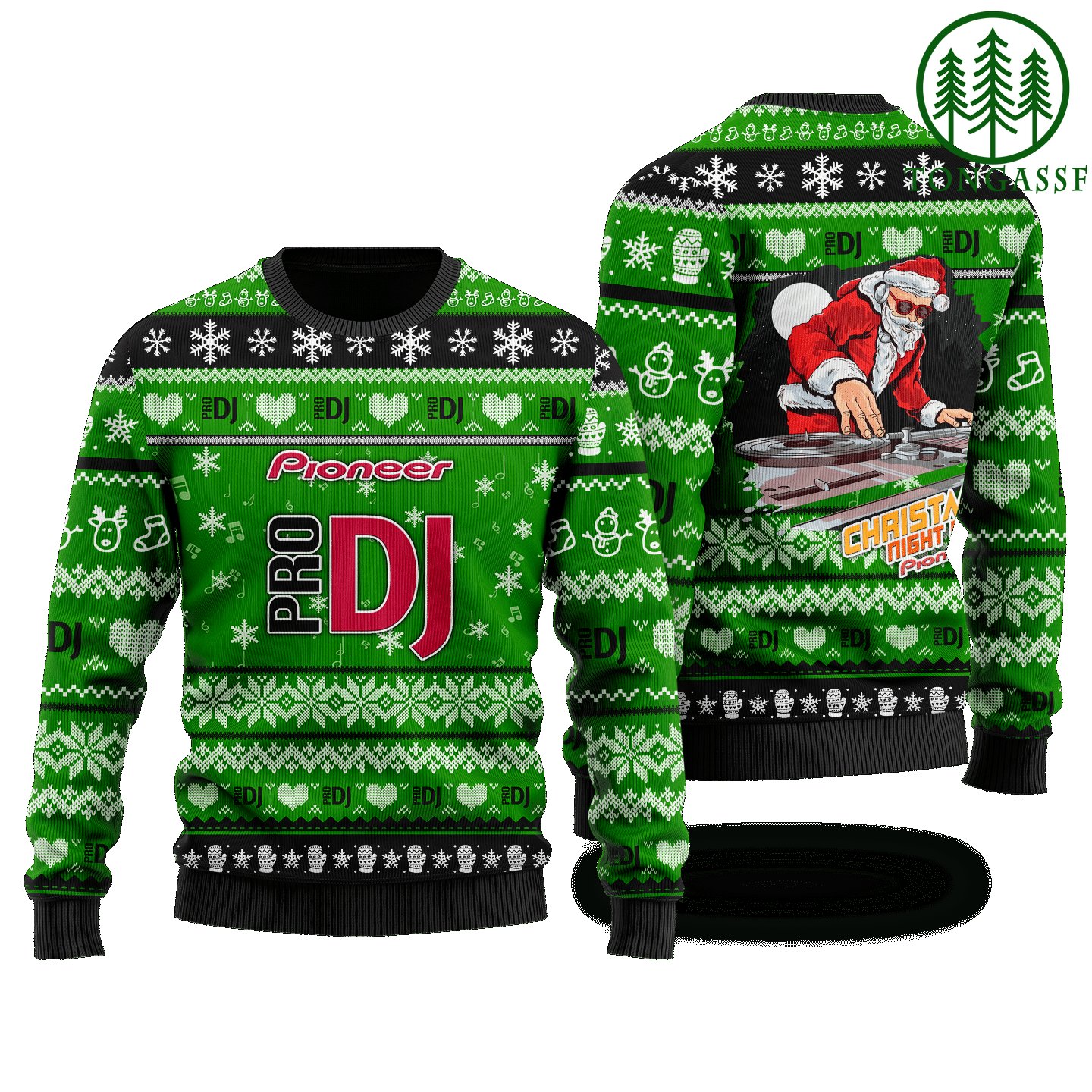 PRO Pioneer DJ Christmas Green Ugly Sweater