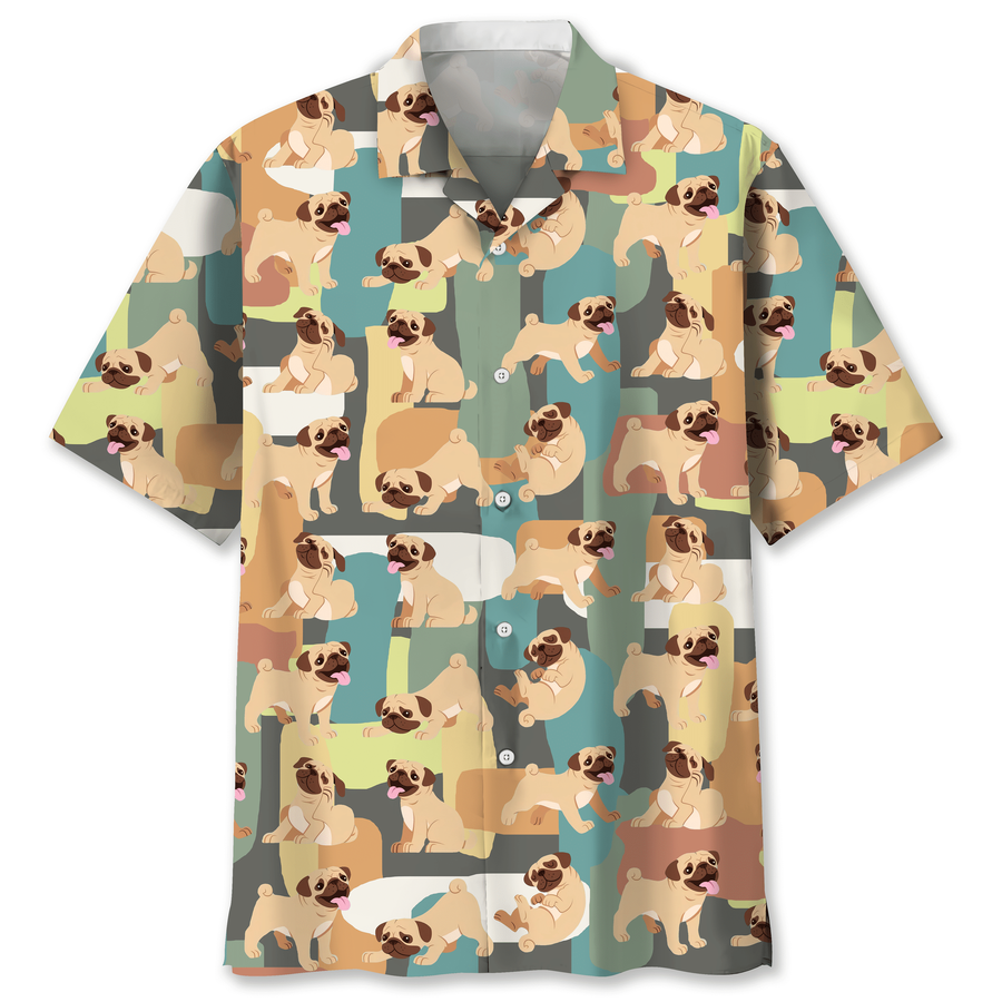 Pug Funny Color Hawaiian Shirt.png