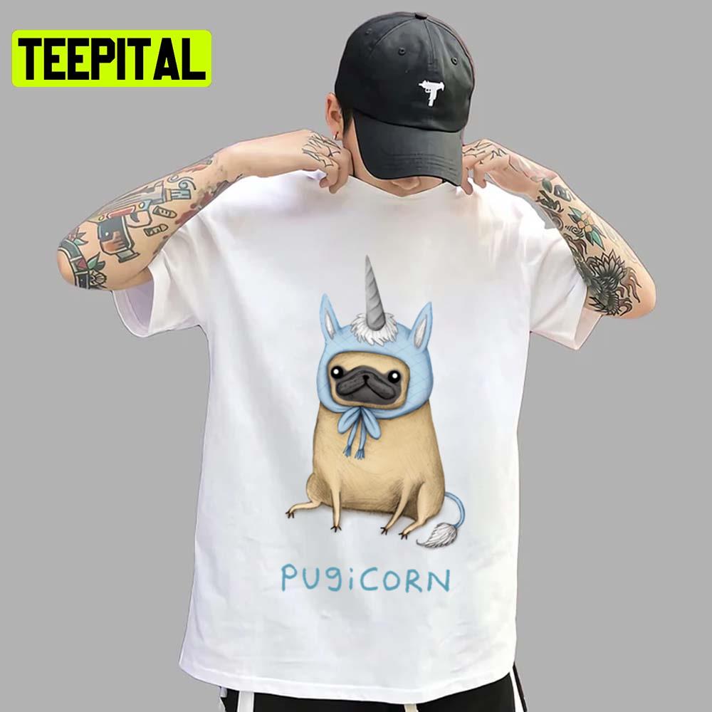 Pugicorn Fawn Unicorn Illustration Unisex T-Shirt