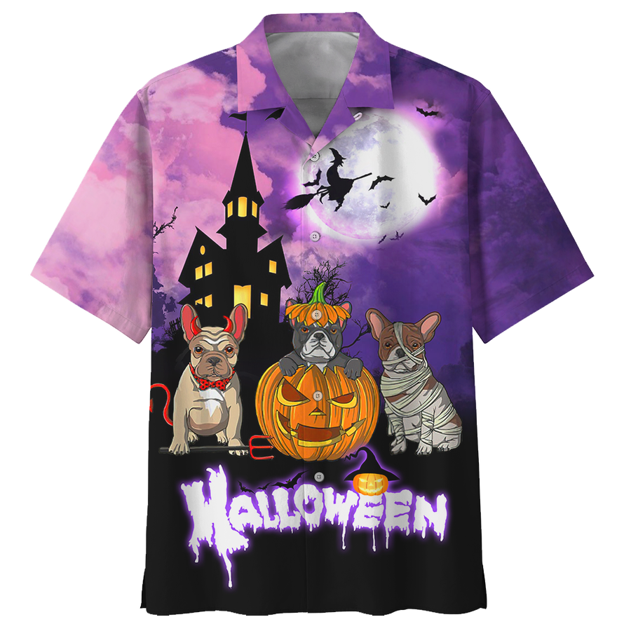 Pugs Dogs Hallloween T shirt hawaiian shirt.png