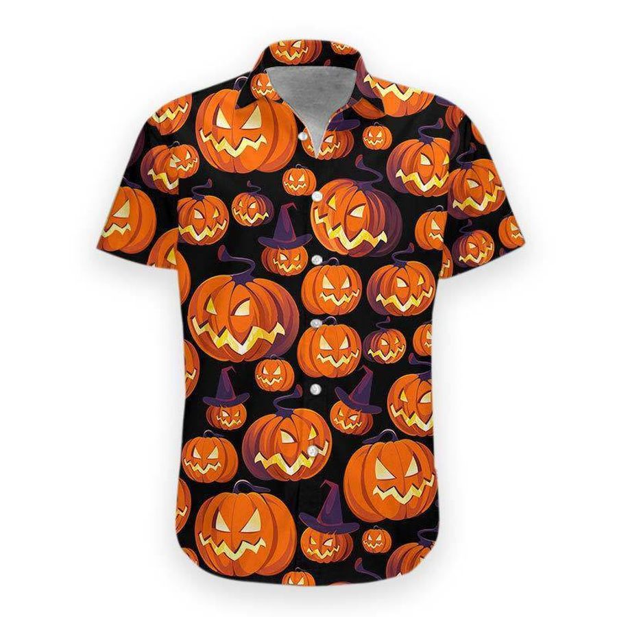 Pumpkin 3d All Over Print Summer Button Design For Halloween Hawaii Shirt