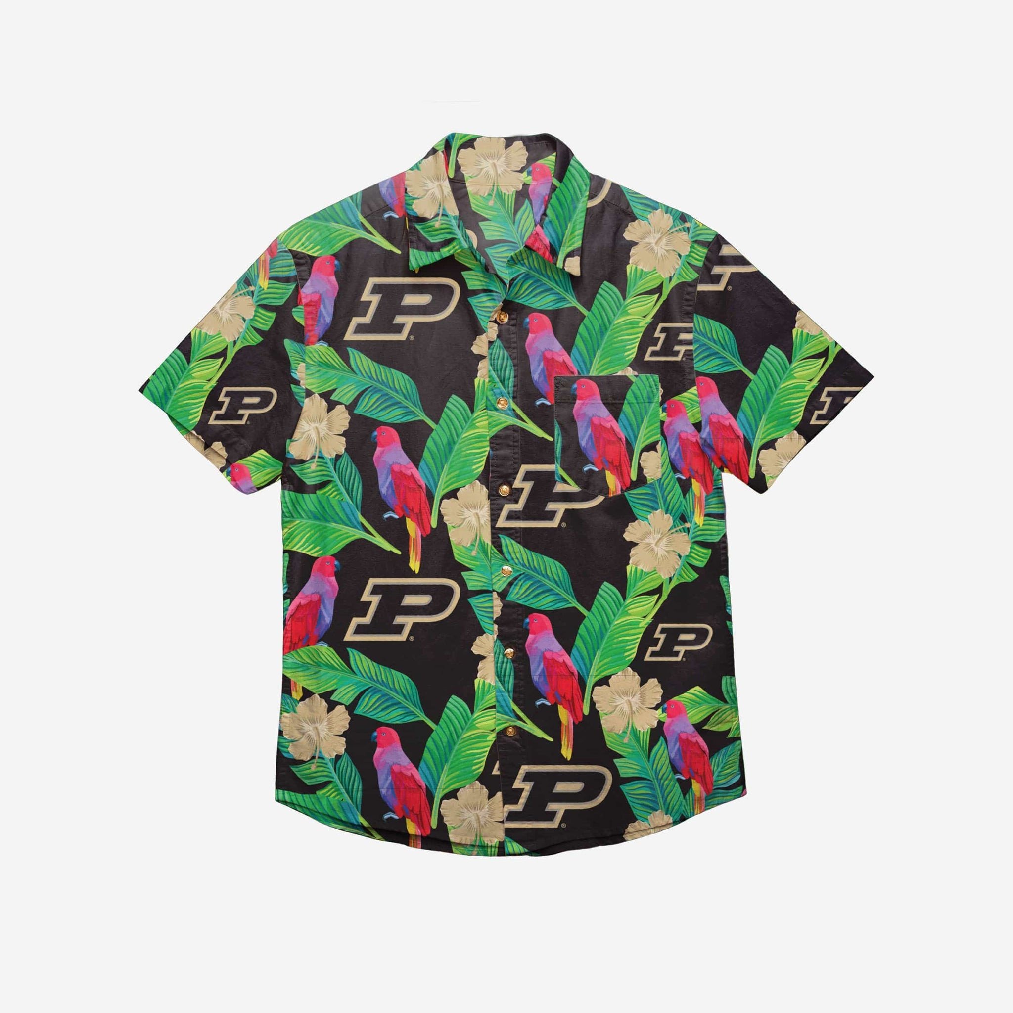Purdue Boilermakers Floral Button Up Hawaiian Shirt