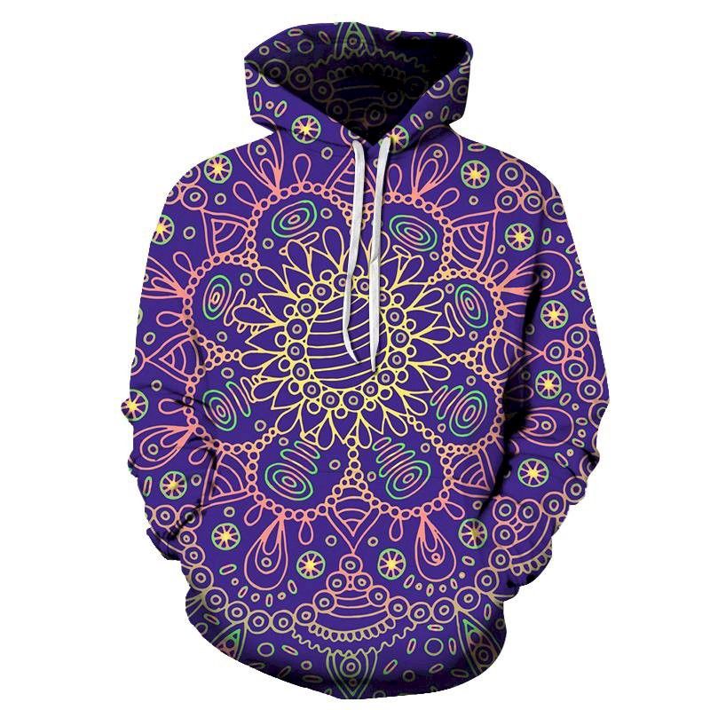 Purple Mandala Print 3D Sweatshirt Hoodie Pullover Custom
