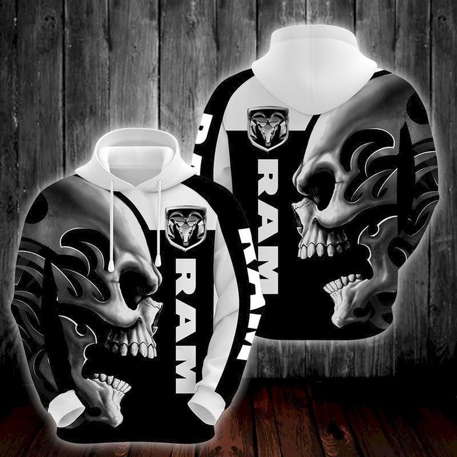Ram Trucks Skull Black White 3D Hoodie Sweatshirt