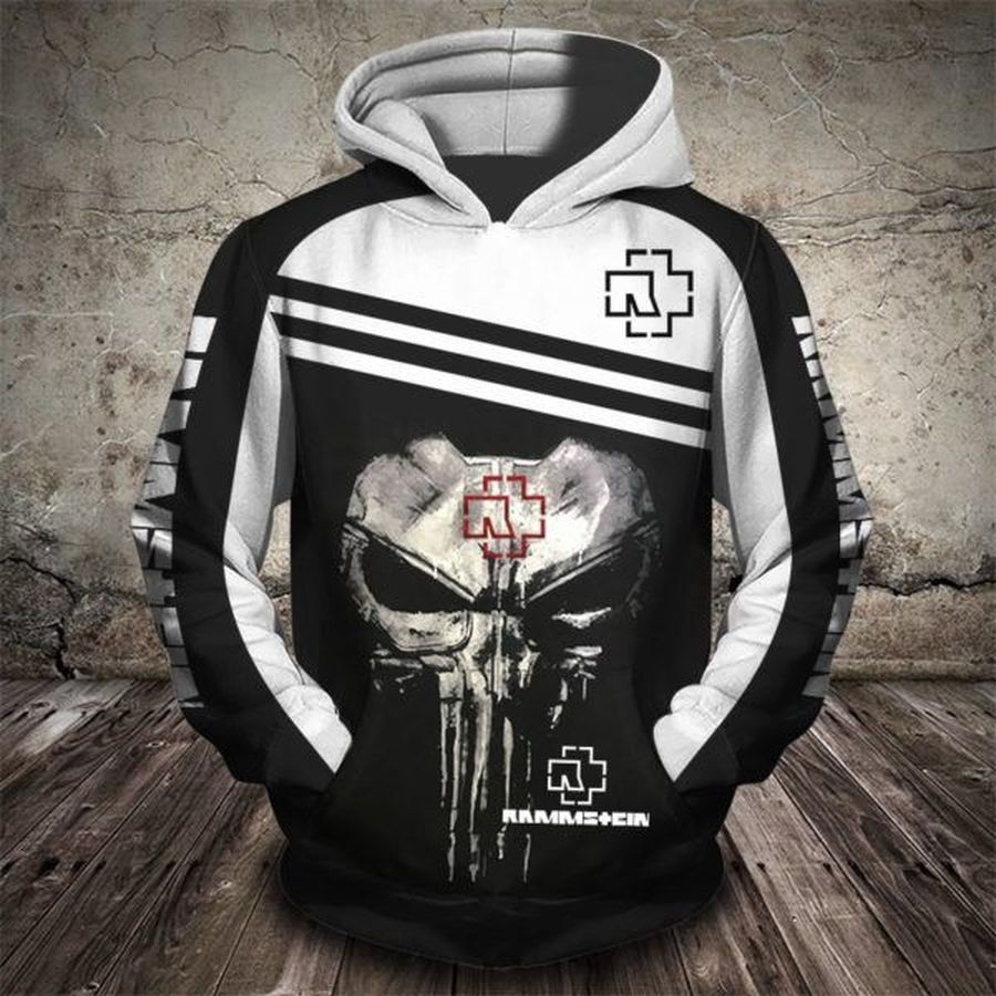 Rammstein Rock Band Punisher Skull 3D Hoodie Sweatshirt