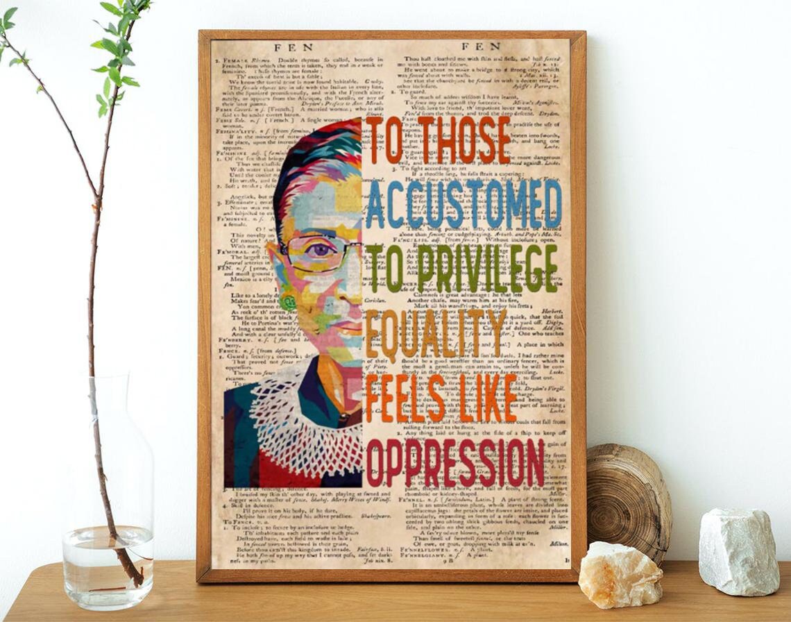 RBG To Those Accustomed To Privilege Equality Feels Like Oppression, Ruth Bader Ginsburg Quote, Women Power Art Vertical Poster No Framed