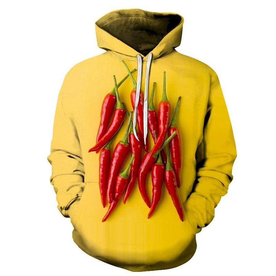 Red Chilli Yellow 3D Hoodie Sweatshirt Pullover Custom