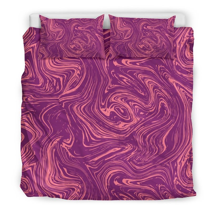 Red Marble Pattern Print Duvet Cover Bedding Set