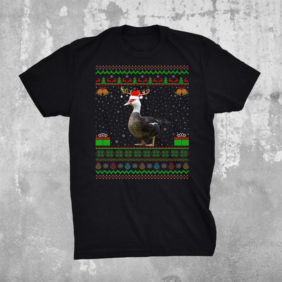 Reindeer Santa Hat Matching Ugly Muscovy Duck Christmas Shirt