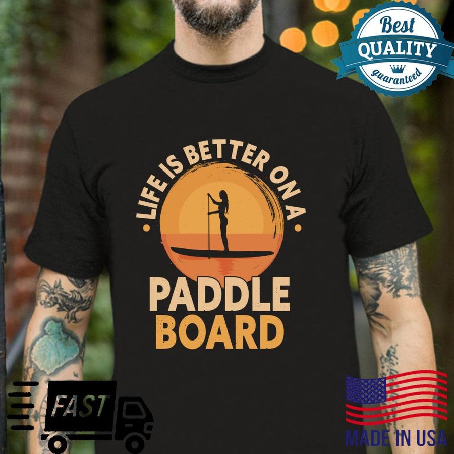 RetroLeben ist besser auf einem Paddle Board SUP Paddleboarding Langarmshirt Shirt