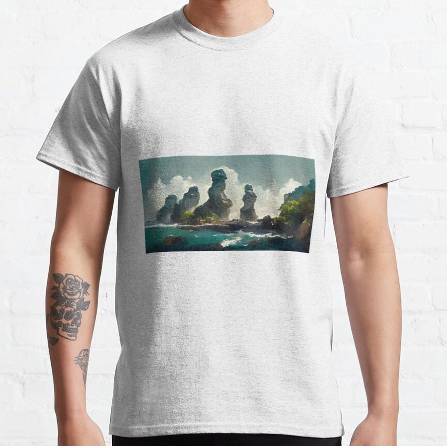 Rocky Cliffs Down by the Ocean Classic T-Shirt