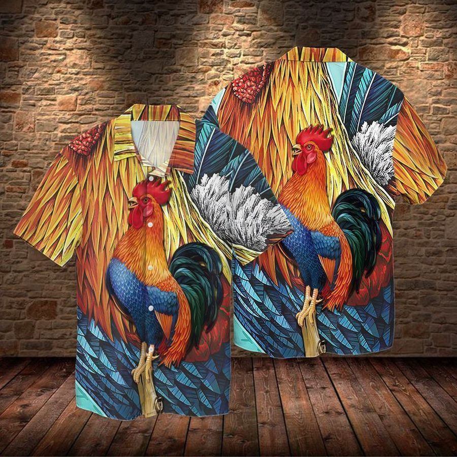 Rooster 5 For Men And Women Graphic Print Short Sleeve Hawaiian Casual Shirt Y97