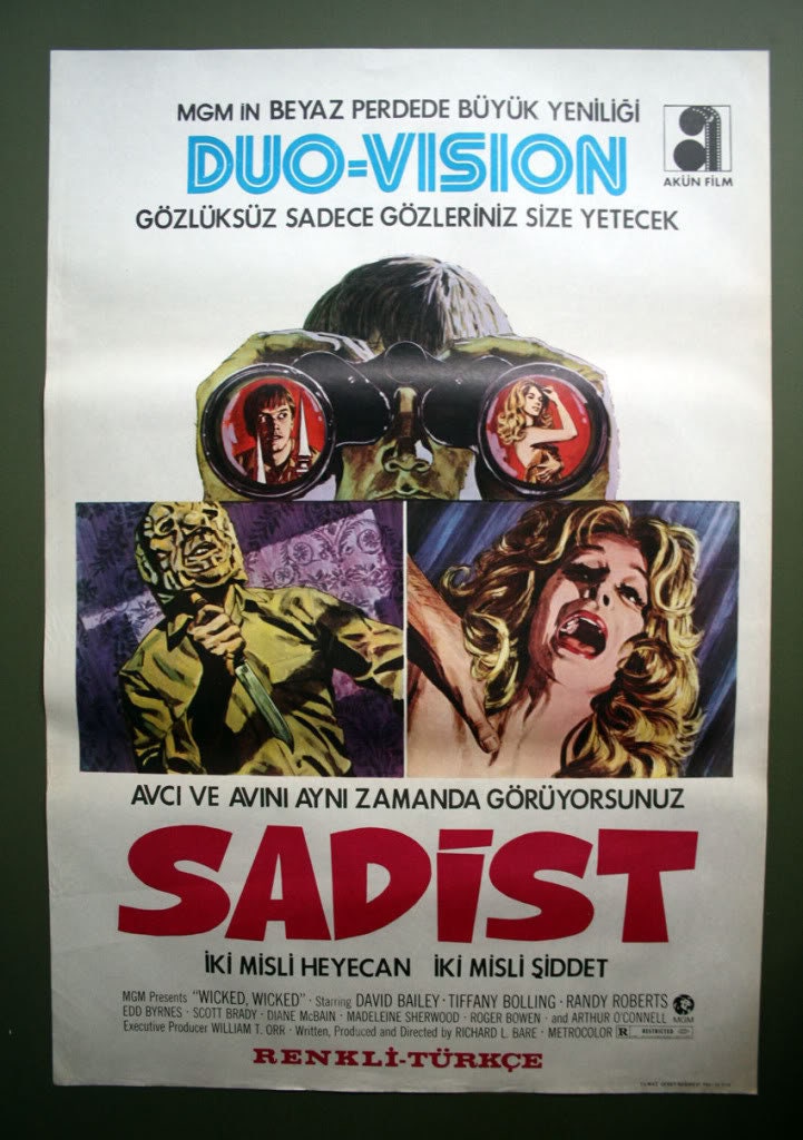 Sadist Wicked Wicked Original Turkish Movie Poster 1973 Horror Movie Poster