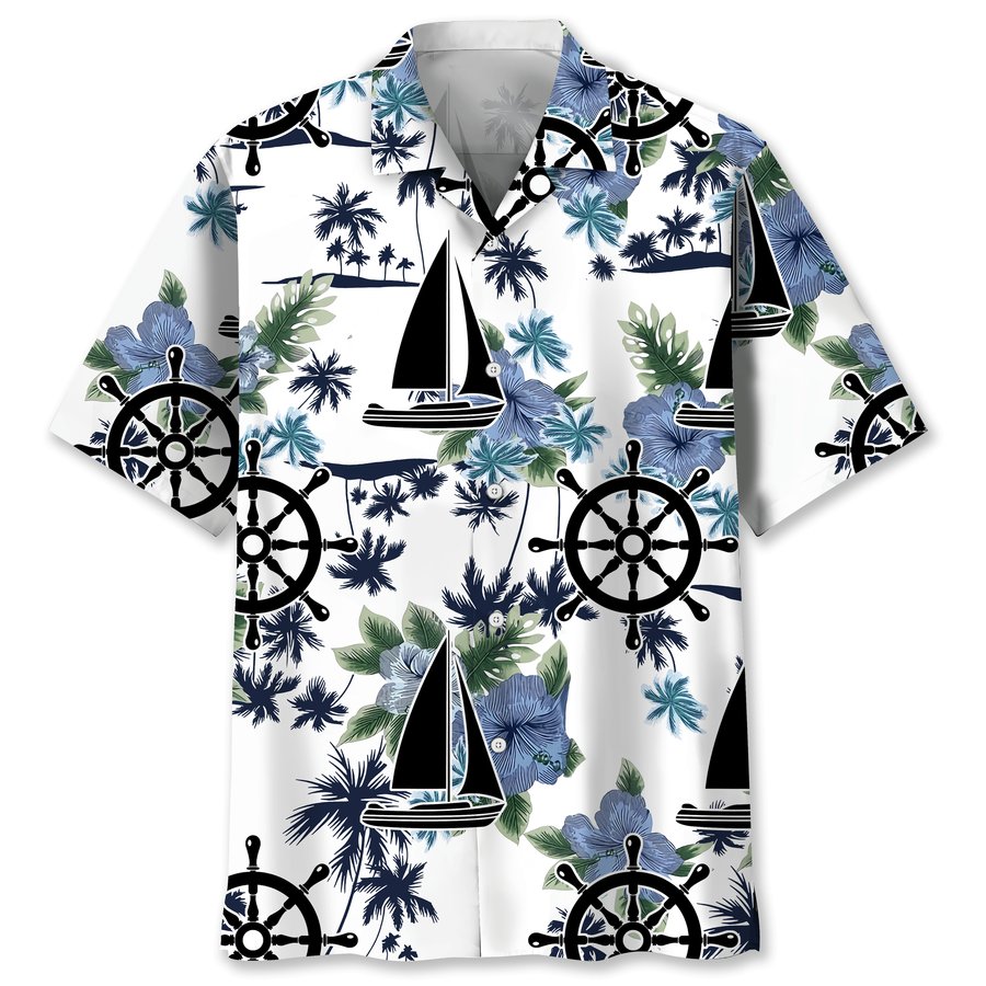 Sailing White Nature Hawaiian Shirt.png