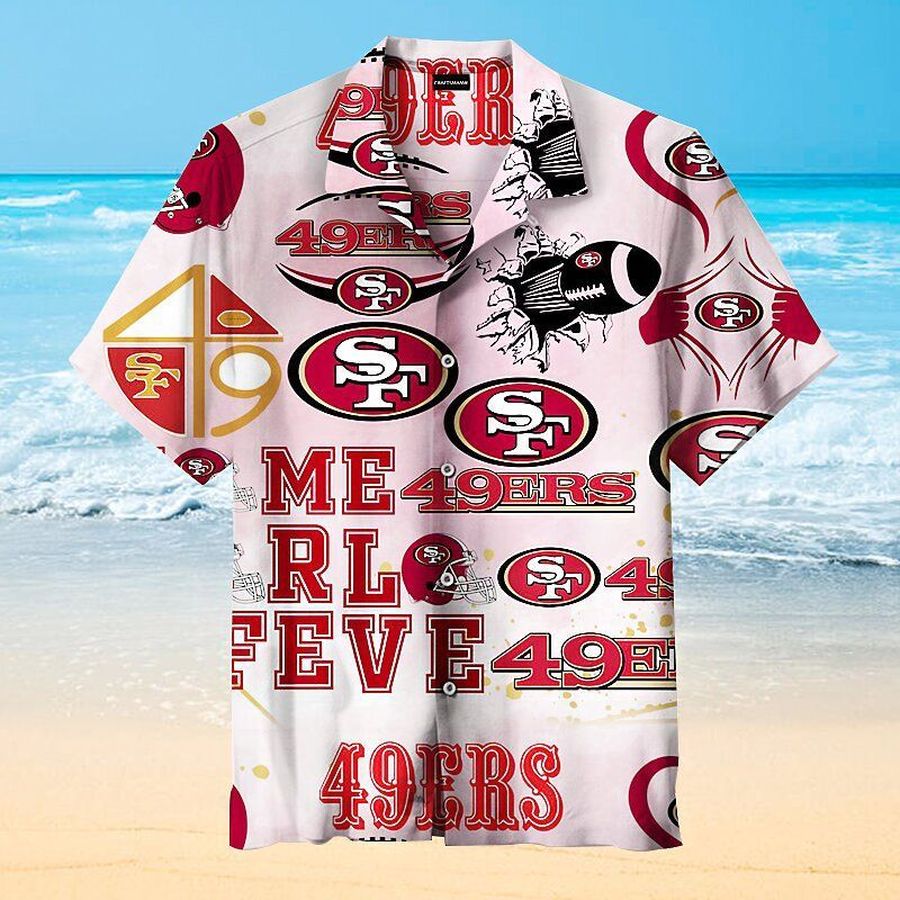 San Francisco 49ers The Football Team Nfl Hawaiian Graphic Print Short Sleeve Hawaiian Shirt L98 - 2742