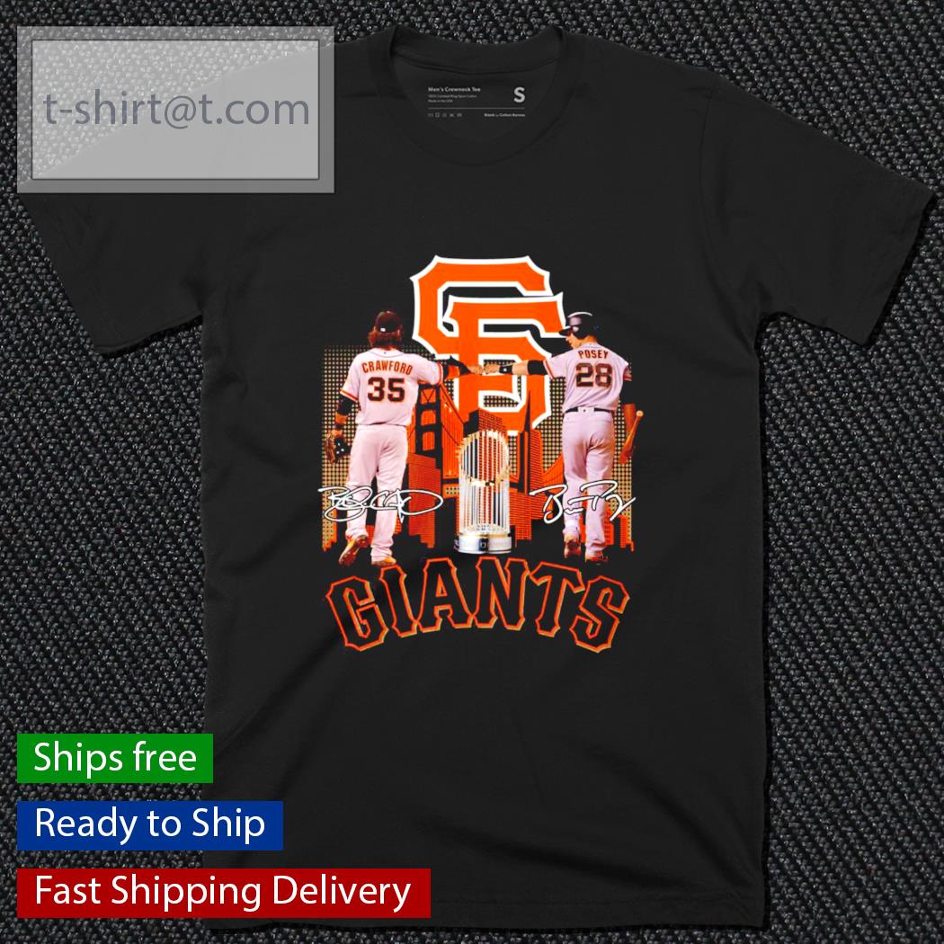 San Francisco Giants Brandon Crawford and Buster Posey signatures shirt