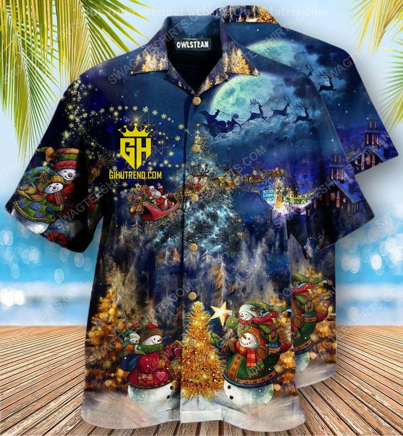 Santa claus in christmas night full print Hawaiian beach shirt