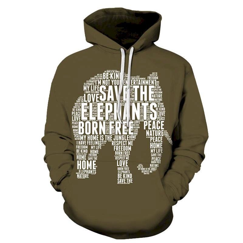 Saving Elephants 3D Sweatshirt Hoodie Pullover