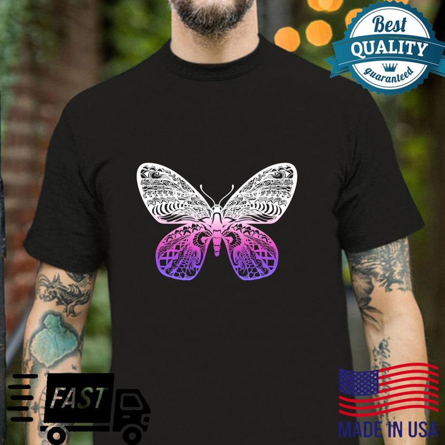 Schmetterling Butterfly Mandala Tattoo Yoga Shirt