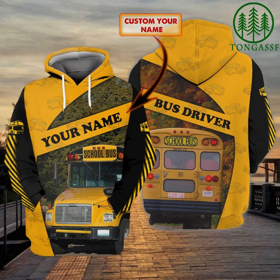 School Bus Personalized Name Yellow 3D Hoodie and T-shirt