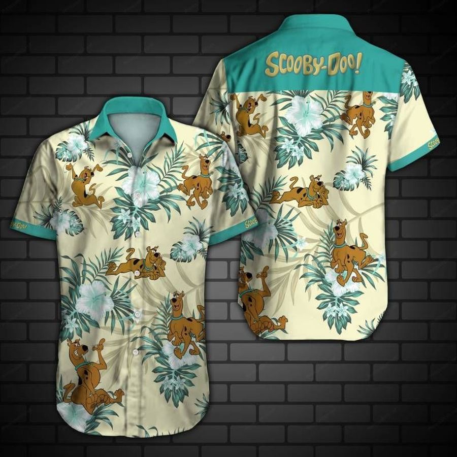 Scooby Doo Hawaiian Graphic Print Short Sleeve Hawaiian Casual Shirt N98 - 8137