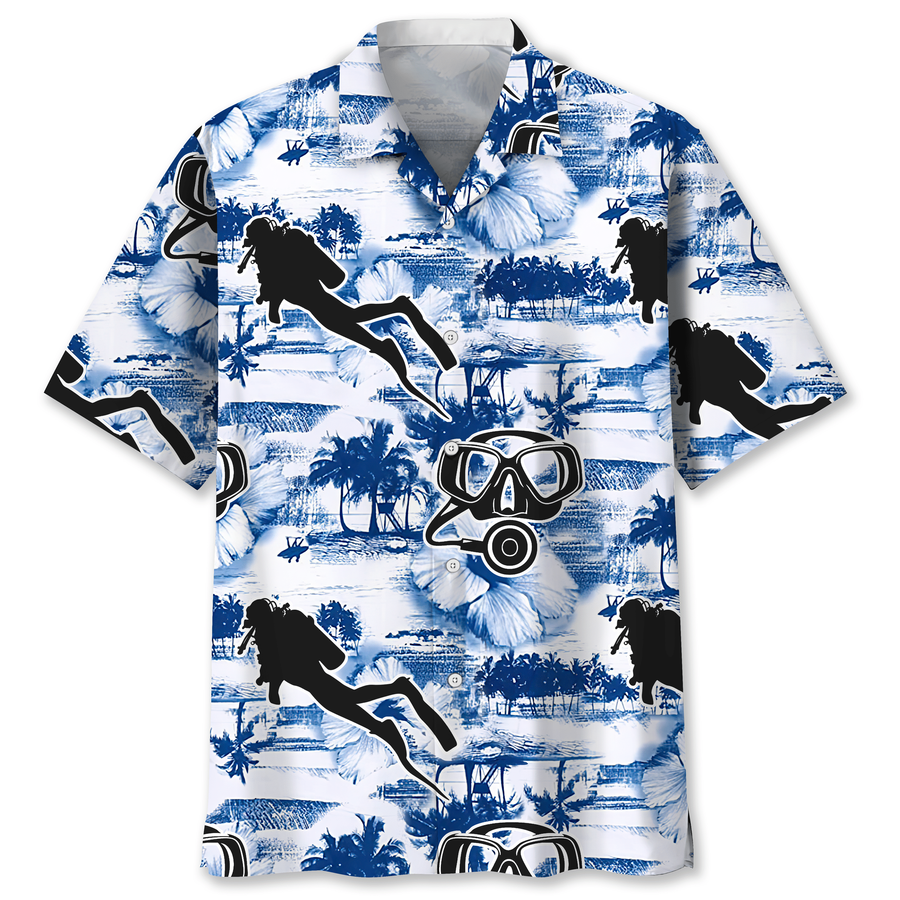 Scuba Diving Blue Nature Hawaiian Shirt.png