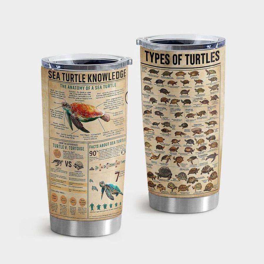 Sea Turtle Insulated Cups, Turtle Knowledge Tumbler Tumbler Cup 20oz , Tumbler Cup 30oz, Straight Tumbler 20oz