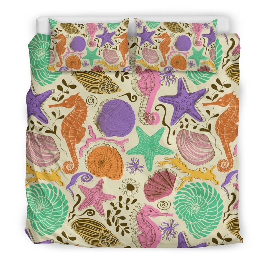 Seahorse Print Pattern Duvet Cover Bedding Set