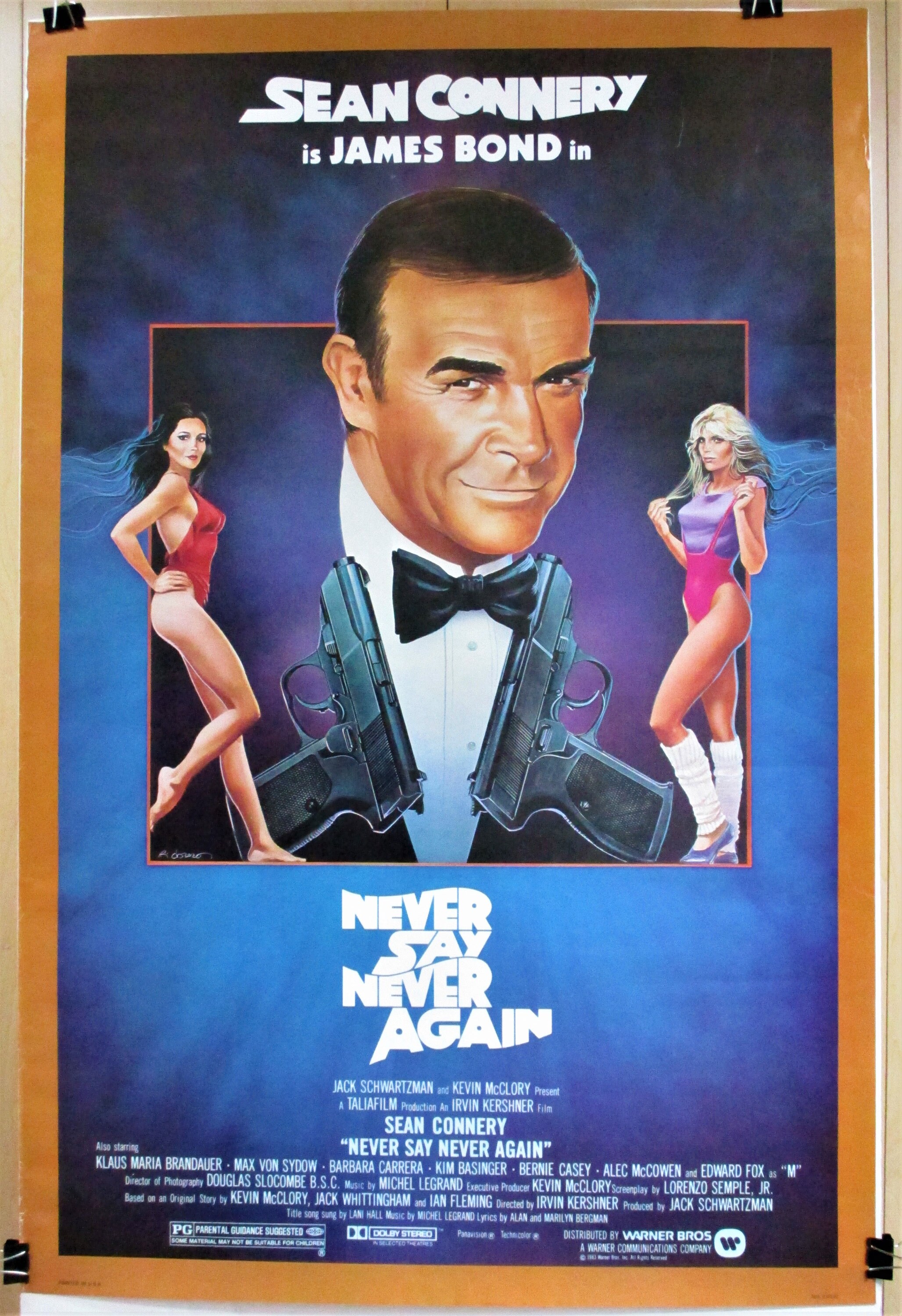 Sean Connery JAMES BOND, Never Say Never Again, 1983 Original 27x41 Movie Poster,  Kim Basinger, 007, Cinema Theater Film Decor