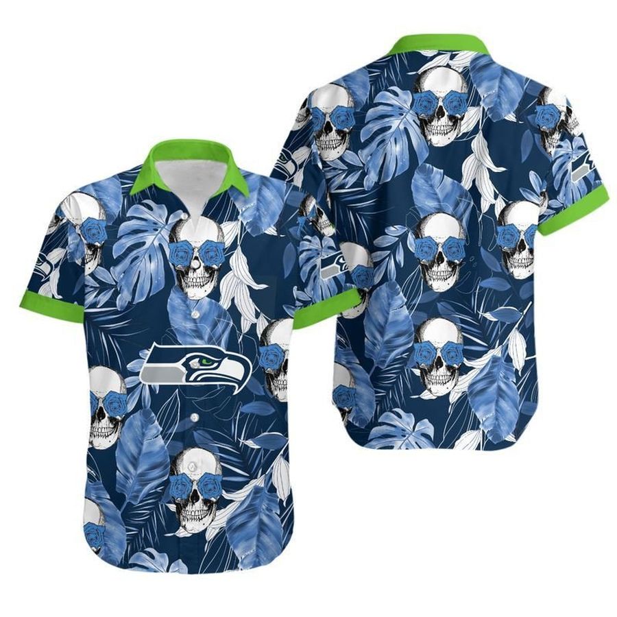 Seattle Seahawks Coconut Leaves And Skulls Hawaii Shirt and Shorts Summer Collection H97