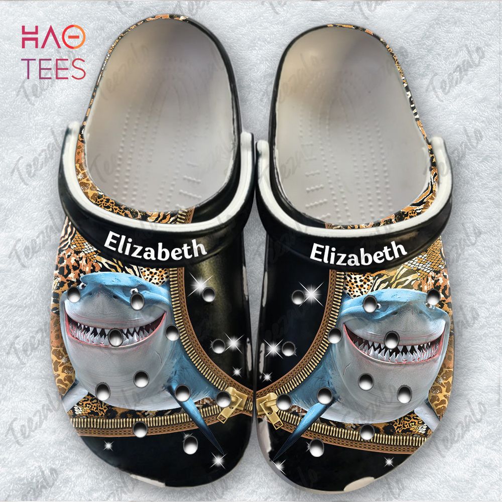 Shark Leopard Zipper Personalized Crocs Shoes For Shark Lovers