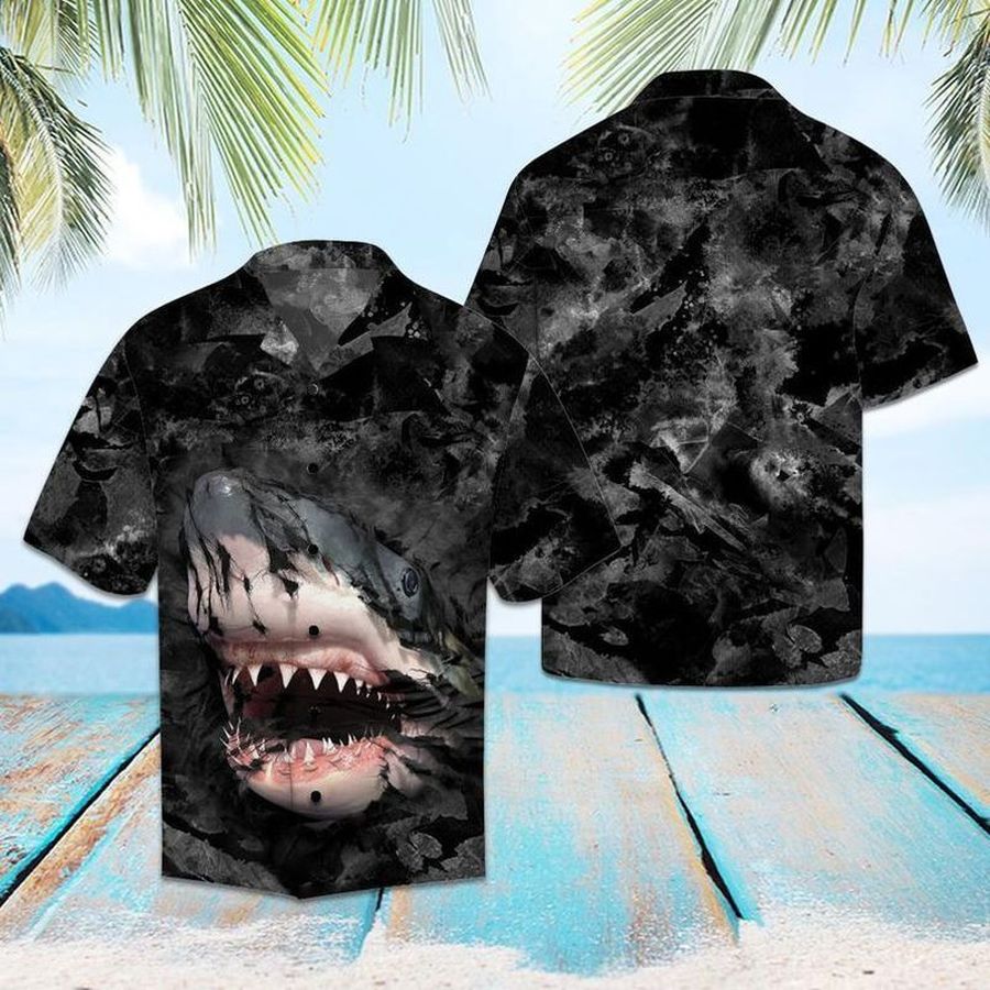 Shark sea short sleeve hawaiian shirt unisex hawaii size S-5XL