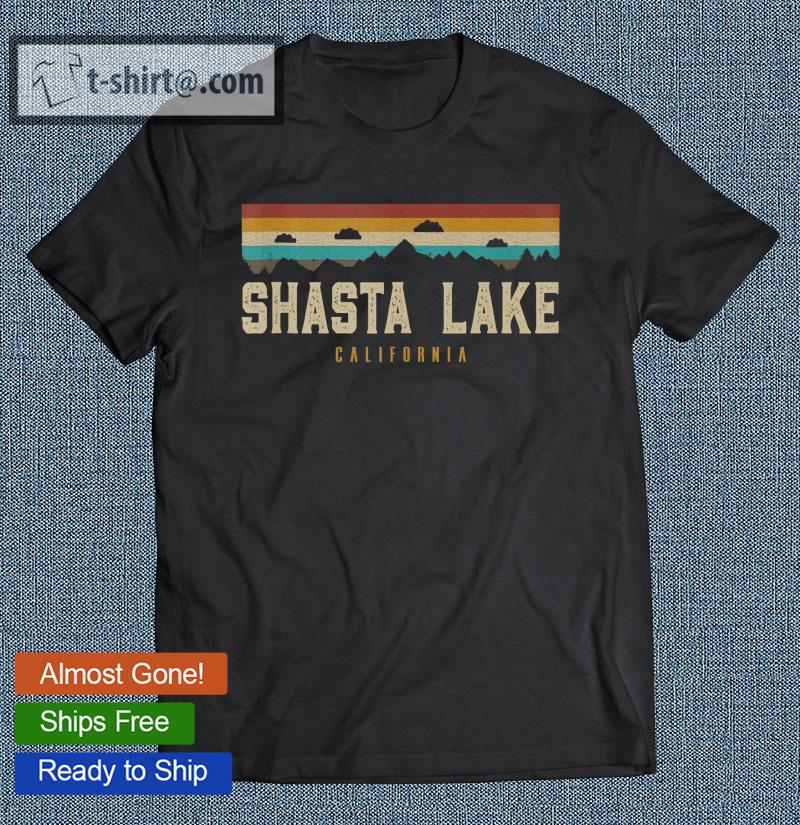 Shasta Lake Vintage Mountains Hike Camping California Retro T-shirt