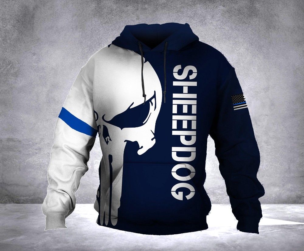 Sheepdog Punisher Skull Men And Women 3D Full Printing Hoodie Shirt Sheepdog Punisher Skull 3D Full Printing Shirt