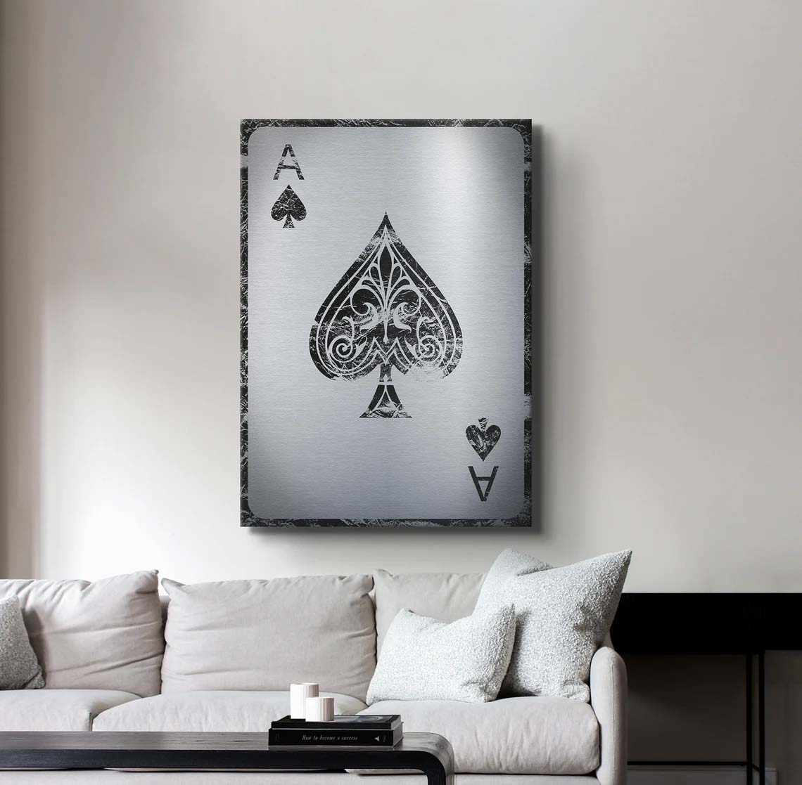 Silver Ace Of Spades Card Canvas Poster