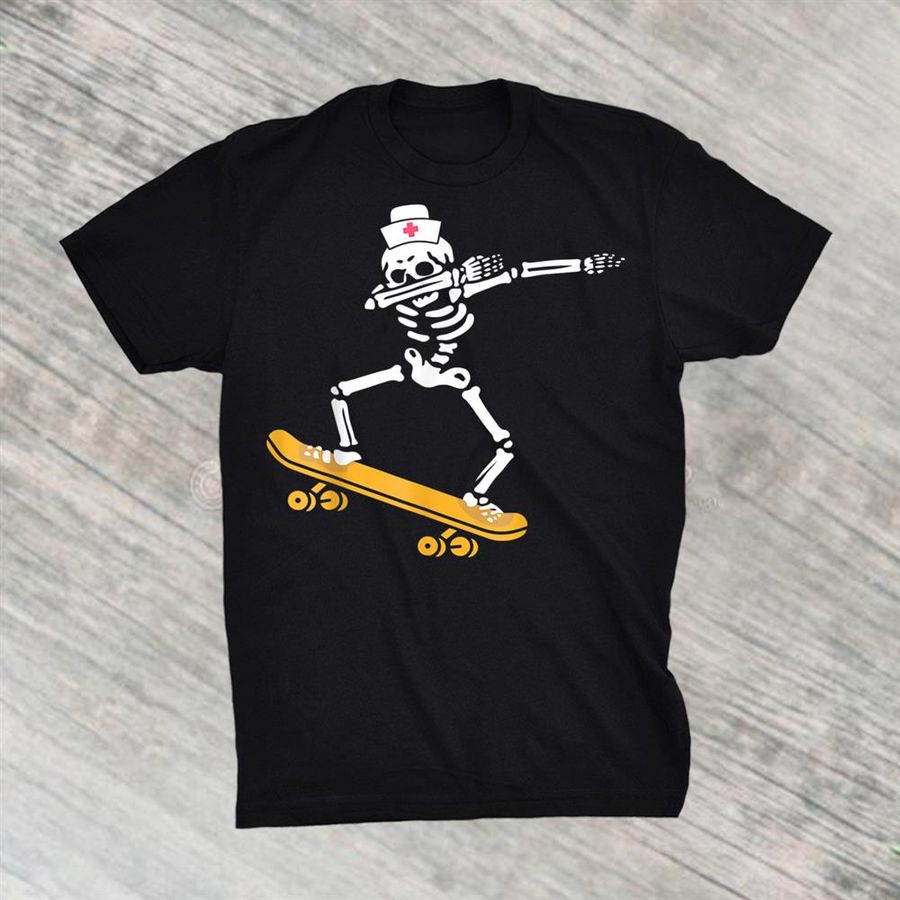 Skeleton Nurse Skateboard Costume Halloween Shirt
