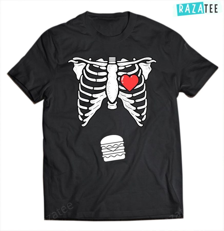 Skeleton Pregnancy Burger Xray Halloween Gift Shirt