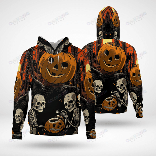 Skeleton Pumpkin Halloween Hoodie and T-shirt