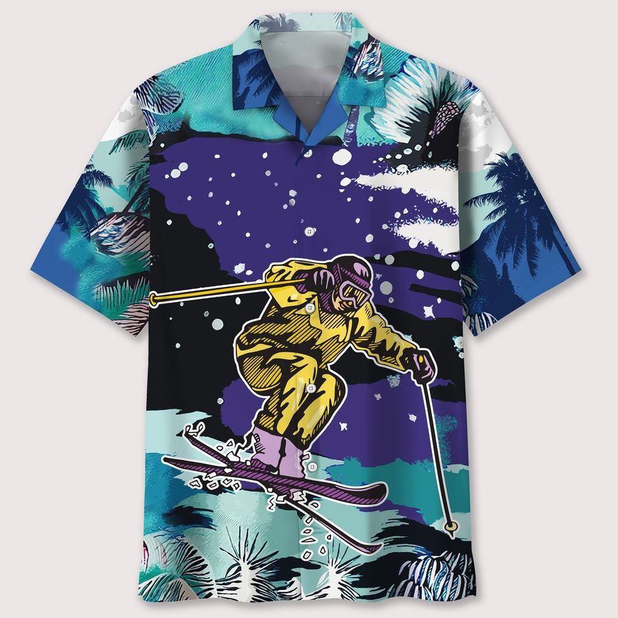 Skiing Snow Landscape print Hawaiian Shirt