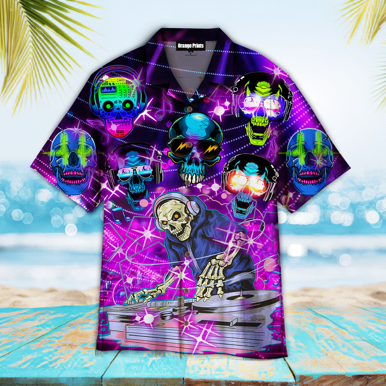 Skull DJ Music Party Aloha Hawaiian Shirt