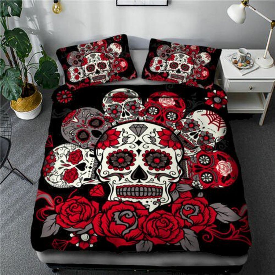Skull Flowers 03 Bedding Sets Duvet Cover Bedroom, Quilt Bed