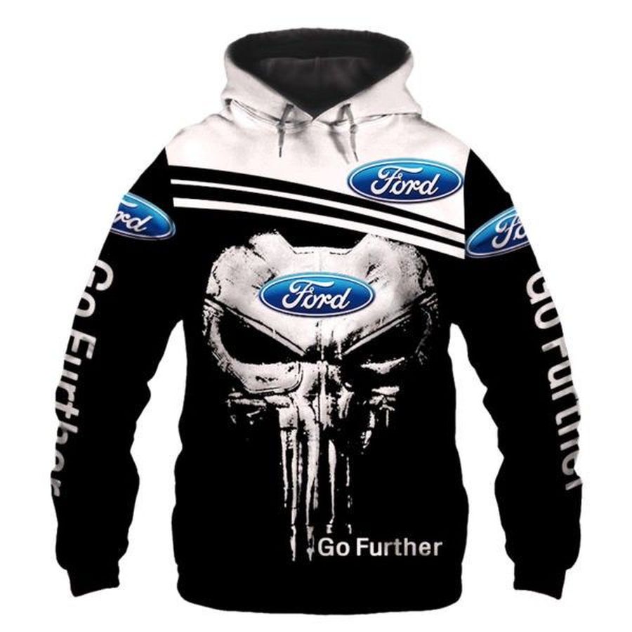 Skull Ford Car Go Further Sweatshirt 3D Hoodie Sweatshirt